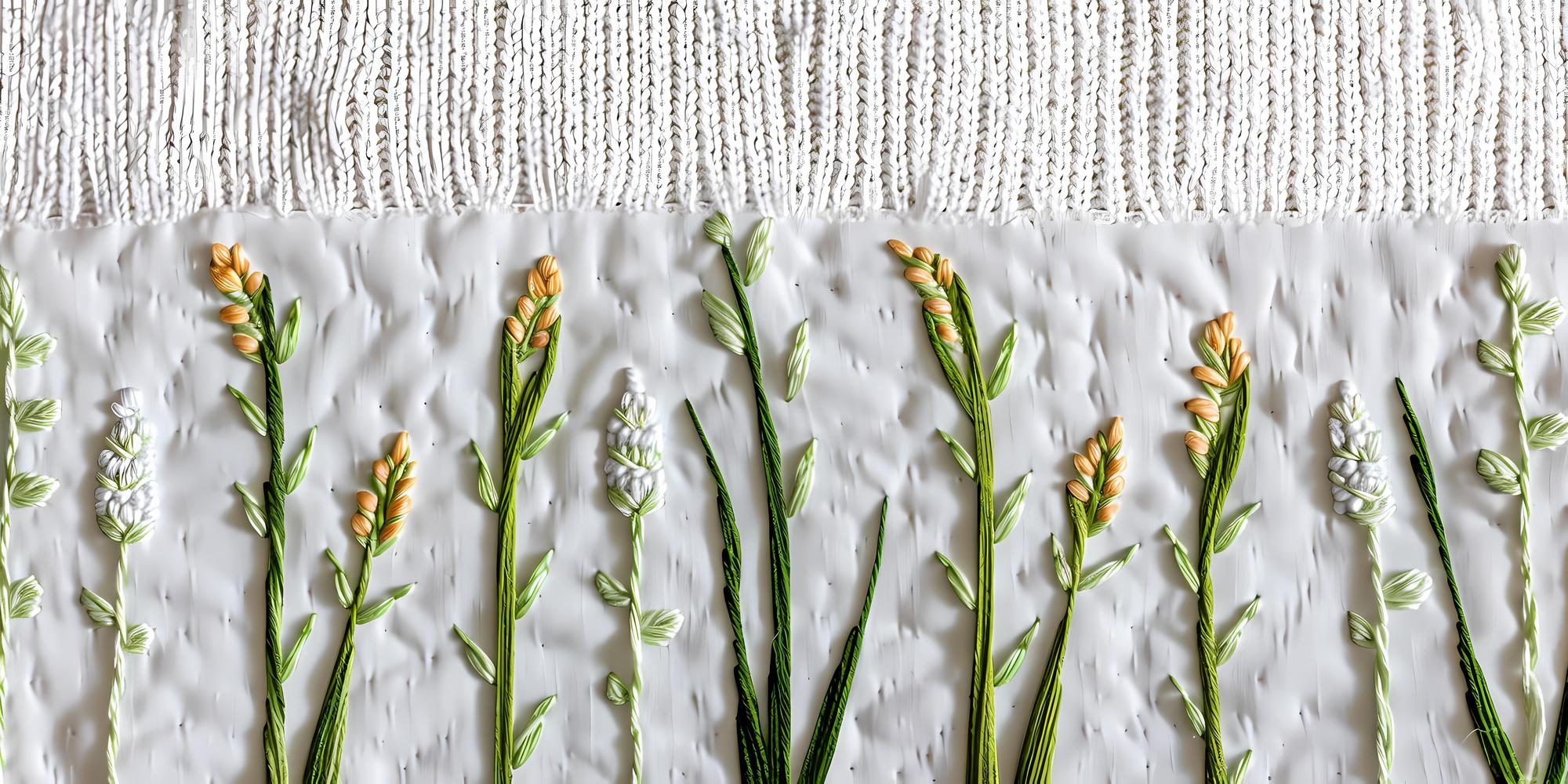 embroidered botanical sampler on linen